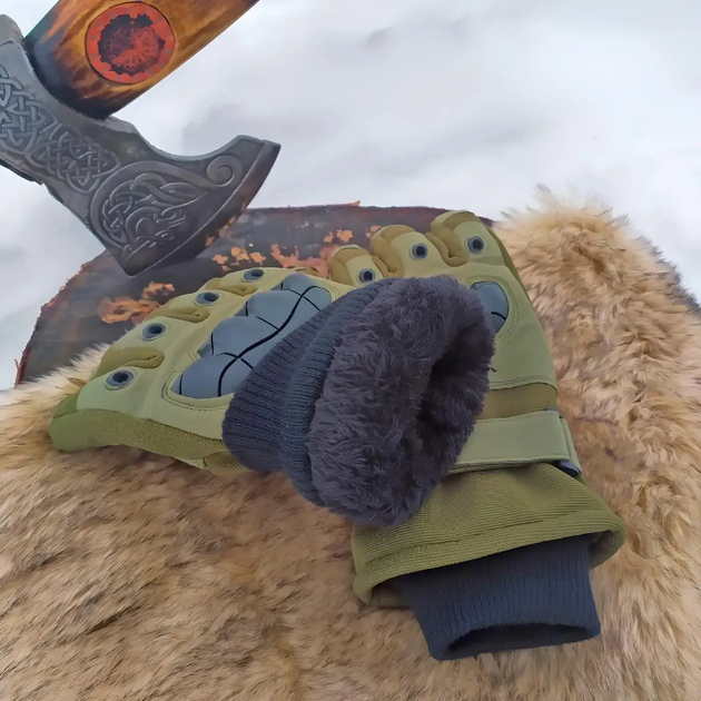Перчатки зимові сенсорні (+5°C -20°C) Розмір L, XL Хакі / Повнопалі (LC) - зображення 7