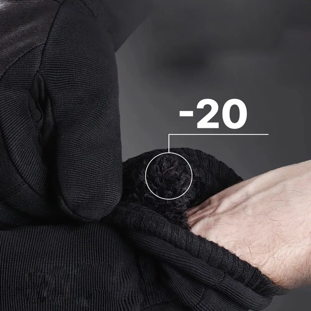 Рукавиці зимові до -20, Розмір M, L, XL із сенсорним пальцем / Повнопалі водонепроникні (LC) - зображення 5
