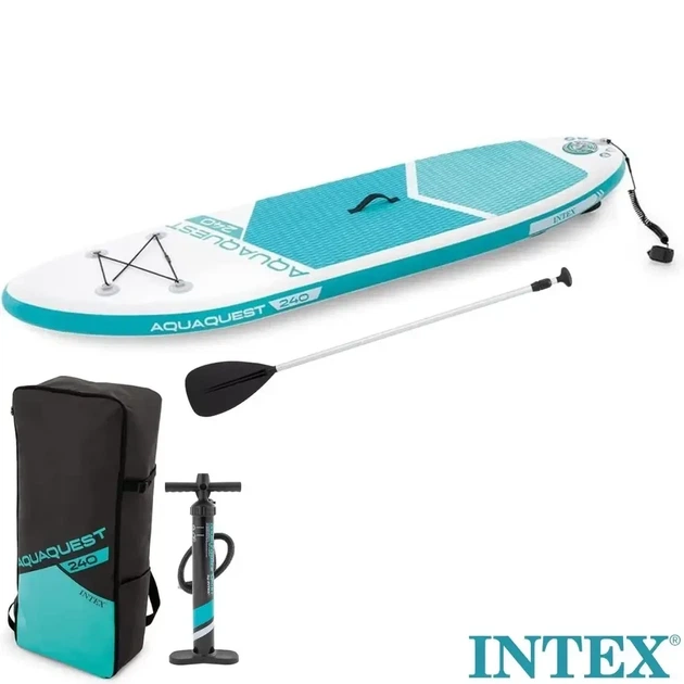 Надувная доска для SUP серфинга Intex для плавания с веслом 240x76x13 см бирюзовый (68241) - изображение 4