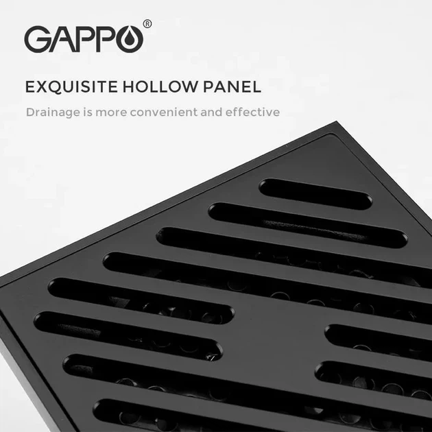Трап вертикальний GAPPO G81050-6, латунь, 100х100 мм, чорний - зображення 3