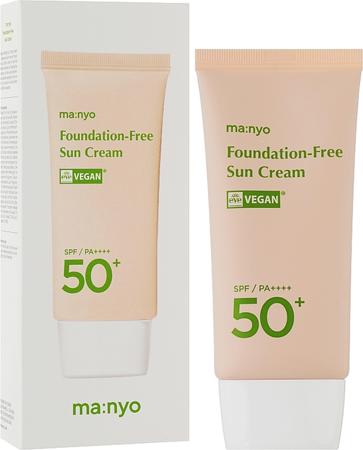 Сонцезахисний крем з тонувальним ефектом - Manyo Foundation Free Sun Cream SPF 50+ PA ++++ 50ml (1153296-107285) - изображение 2