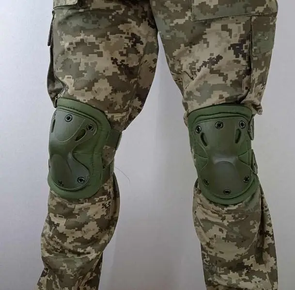 Военный набор наколенники с налокотниками 4 штуки на резинке, тактическая защита колен и локтей Олива - изображение 6