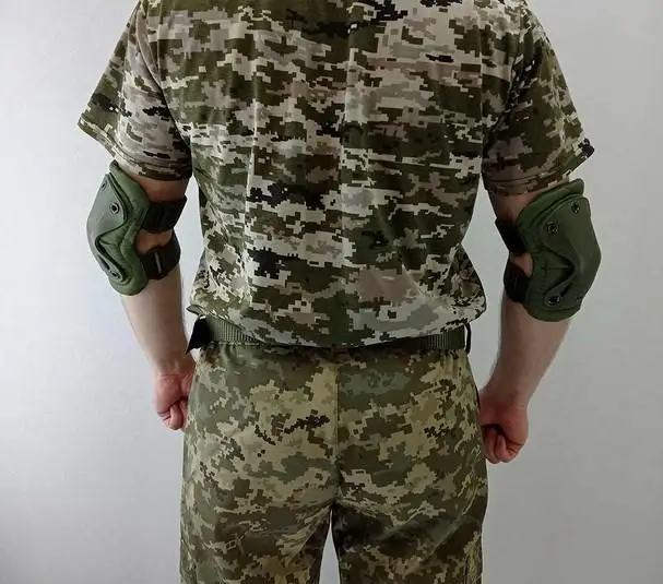 Военный набор наколенники с налокотниками 4 штуки на резинке, тактическая защита колен и локтей Олива - изображение 7