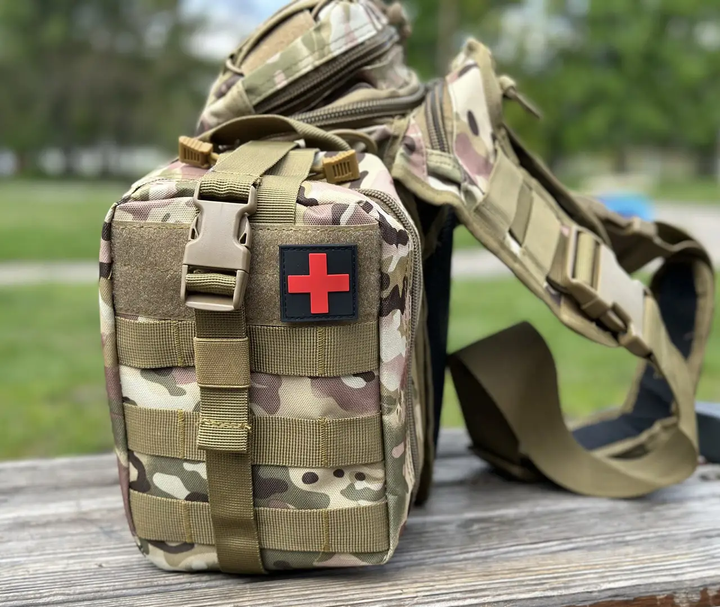Армійська тактична військова аптечка Оксфорд 800D швидке скидання MOLLE, підсумок 2.7л для медикаментів Мультикам - Фото 2 Армійська тактична військова аптечка Оксфорд 800D швидке скидання MOLLE, підсумок 2.7л для медикаментів Мультикам - зображення 2
