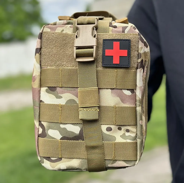 Армійська тактична військова аптечка Оксфорд 800D швидке скидання MOLLE, підсумок 2.7л для медикаментів Мультикам - Фото 3 Армійська тактична військова аптечка Оксфорд 800D швидке скидання MOLLE, підсумок 2.7л для медикаментів Мультикам - зображення 3