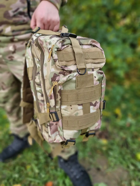 Военный тактический штурмовой рюкзак 45л Oxford 1200D водостойкий крепкий, армейский рюкзак Мультикам - изображение 7