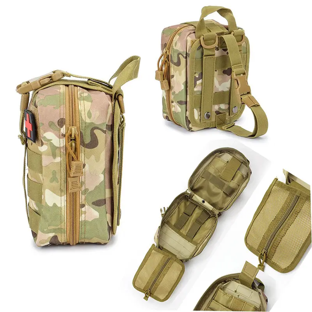 Армійська тактична військова аптечка Оксфорд 800D швидке скидання MOLLE, підсумок 2.7л для медикаментів Мультикам - Фото 7 Армійська тактична військова аптечка Оксфорд 800D швидке скидання MOLLE, підсумок 2.7л для медикаментів Мультикам - зображення 7