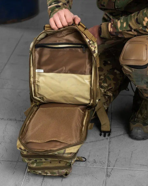 Военный тактический штурмовой рюкзак 45л Oxford 1200D водостойкий крепкий, армейский рюкзак Мультикам - изображение 9