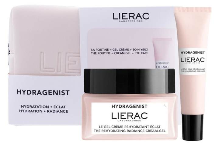 Zestaw upominkowy Lierac Hydragenist Krem-żel do twarzy nawilżający 50 ml + Eye Contour Krem pod oczy nawilżający 15 ml + Kosmetyczka (3701436924461) - obraz 3