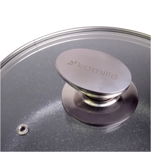 Каструля литий алюміній 6,5л 28*12,5см скляна кришка а/п Granite 4426 KAMILLE - изображение 3