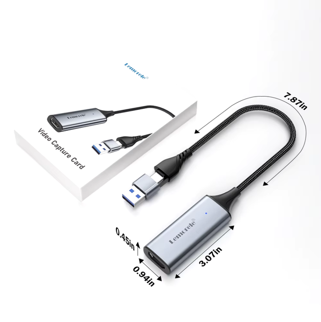 Зовнішня карта відеозахоплення Lemorele MS2130 - HDMI Full HD до USB Type-C для PC, MacBook, Switch, Xbox, PS4 - зображення 5