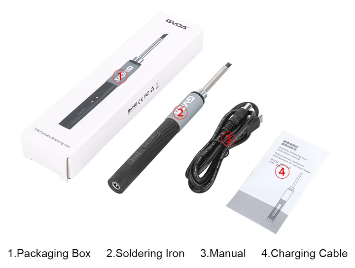 USB паяльник GVDA GD301 (72Вт, 400 град.) + блок питания PD 65W, 5 жал, кабель Type-C - изображение 10
