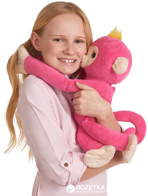 М'яка інтерактивна мавпочка-обіймашка WowWee Fingerlings Белла 35 см рожева (0771171135326) - зображення 4