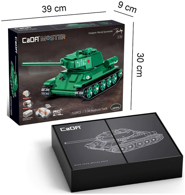 Конструктор Cada Master T-34 Medium Tank RC Зелений 722 елементи (6948061927093) - зображення 3