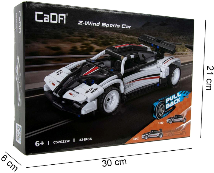 Klocki Cada ZWind Sports Car Biało-czarny 321 elementów (6948061927369) - obraz 3