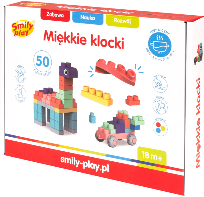 Klocki Smily Play Miękkie Wielokolorowy 50 elementów (5905375849436) - obraz 1