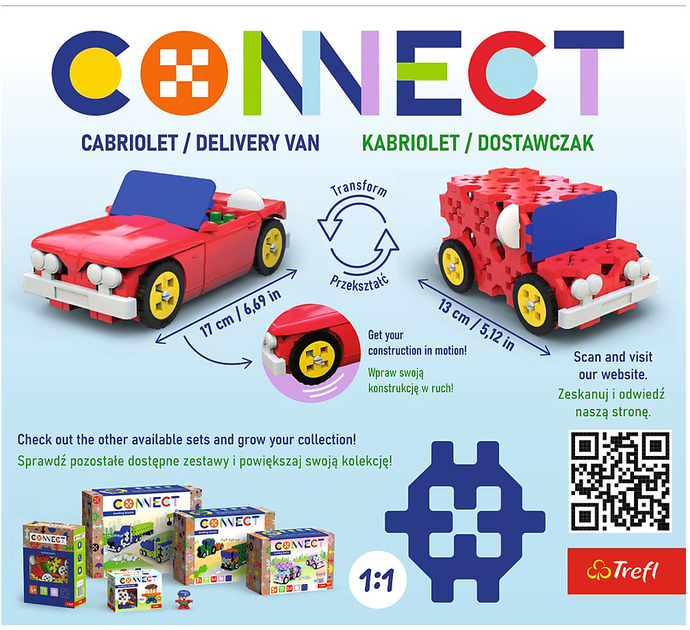 Конструктор Trefl Connect Cabriolet Delivery Truck червоний 87 елементів (5900511619706) - зображення 6