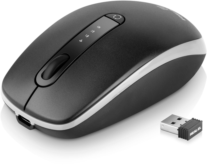 Мышь Real-El RM-455W Wireless/Bluetooth/USB Black (EL123200047) - изображение 2