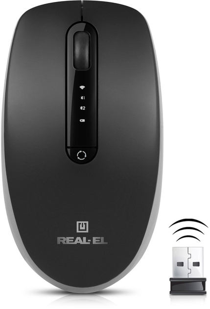 Миша Real-El RM-455W Wireless/Bluetooth/USB Black (EL123200047) - зображення 4