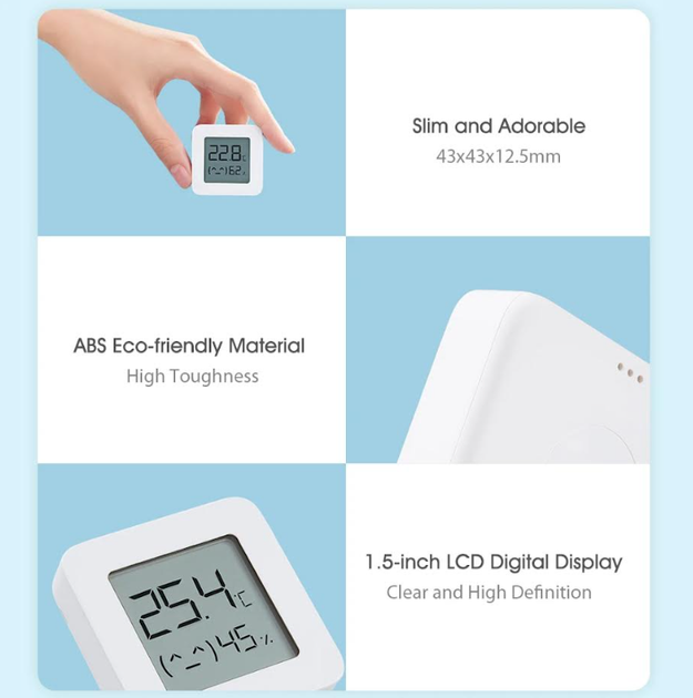 Термометр-гігрометр Xiaomi MiJia Bluetooth Thermometer кімнатний датчик температури та вологості для дому - изображение 3