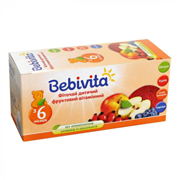 Дитячий чай Bebivita фруктовий вітамінний, 30 г (4820025490756) - зображення 1