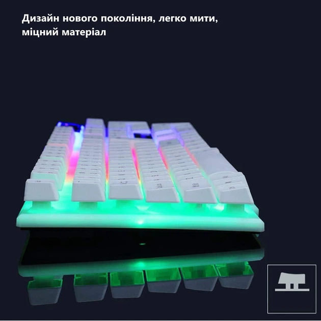 Игровая клавиатура и мышь с подсветкой 7 цветов проводная GT*300 Limeide White - изображение 6