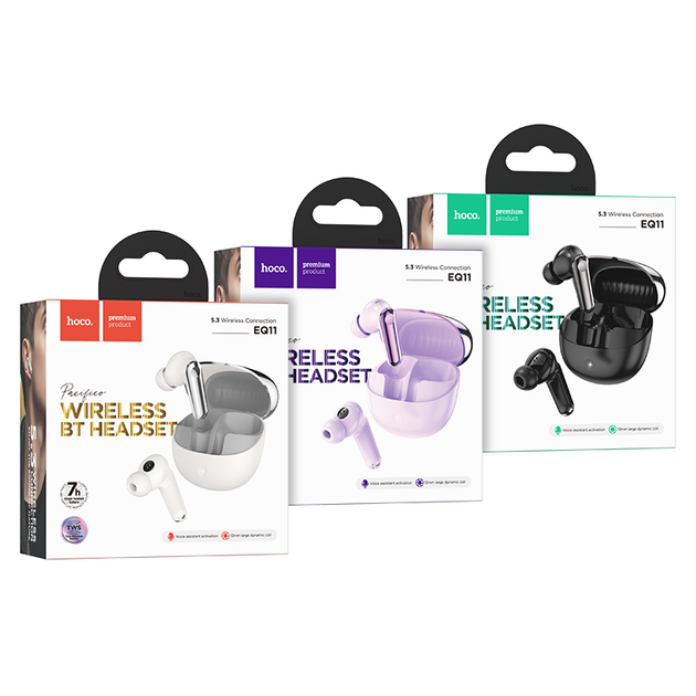 Бездротові навушники HOCO EQ11 Pacifico true wireless BT headset Milky white (6942007618724) - изображение 4