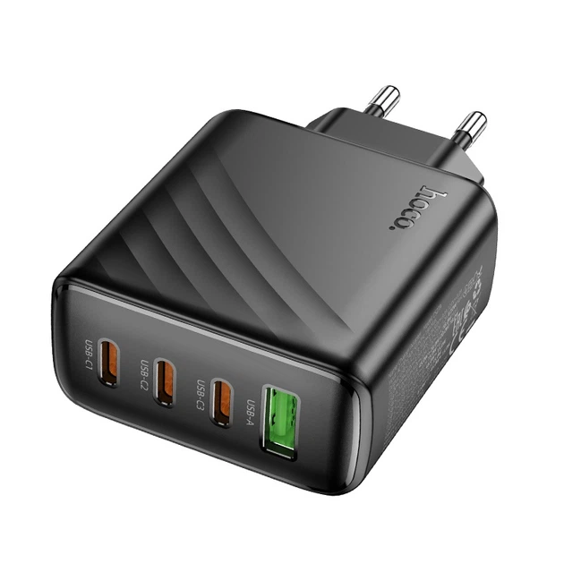 Мережевий зарядний пристрій HOCO CS27A Supply 67 Вт PD+QC 3 × USB Type-C + USB-A чорний - Фото 4 Мережевий зарядний пристрій HOCO CS27A Supply 67 Вт PD+QC 3 × USB Type-C + USB-A чорний - изображение 4