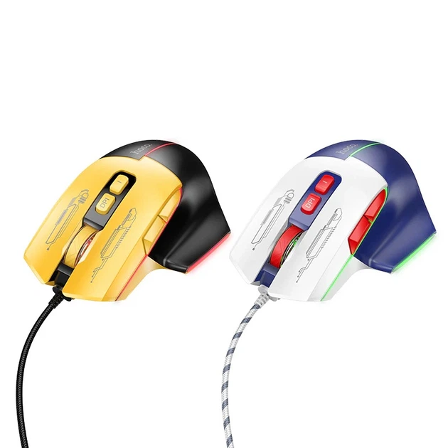 Маніпулятор миша HOCO GM31 Overlord luminous gaming wired mouse Black Yellow (6942007629201) - изображение 3