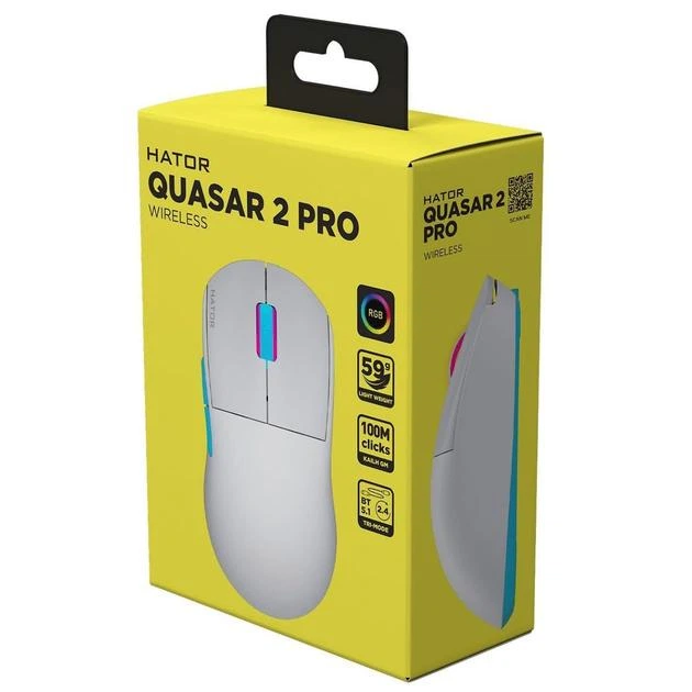 Ігрова комп'ютерна миша Hator Quasar 2 Pro Wireless White/Cyan - зображення 5