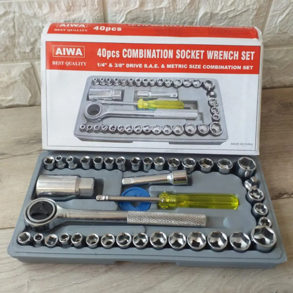 Набор инструмента 40 шт головок с трещоткой AIWA (21582696) - Фото 6 Набор инструмента 40 шт головок с трещоткой AIWA (21582696) - изображение 6