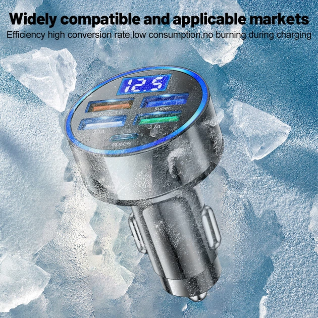 Автомобильная зарядка USB на 5 выходов: Usb PD Super QC3.0 + вольтметр - изображение 8