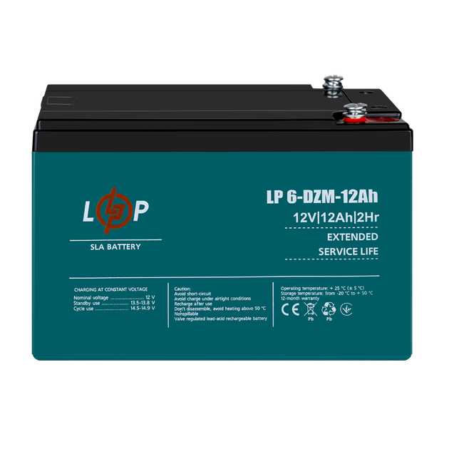 Тягова акумуляторна батарея AGM LogicPower LP 6-DZM-12 12V 12Ah М5 - зображення 4