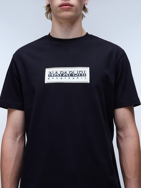 Футболка бавовняна довга чоловіча Napapijri S-Box Logo SS NP0A4I3L0411 XL Чорна (195440912577) - зображення 3
