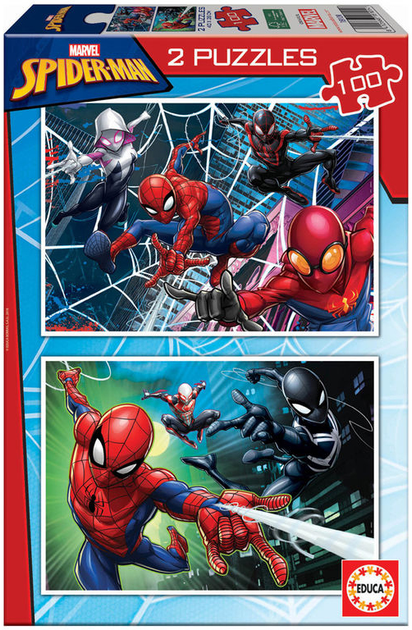 Zestaw puzzli Educa Borras Marvel Spiderman 40 x 28 cm 2 x 100 elementów (8412668181014) - obraz 1