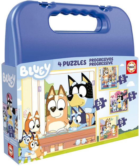 Zestaw puzzli Educa Borras Bluey Briefcase 16 x 16 cm 12+16+20+25 elementów (8412668198302) - obraz 1