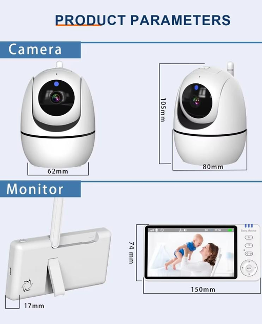Видеоняня Baby Monitor ABM501-USB с монитором 5'' двусторонней связью и ночным видением - изображение 2