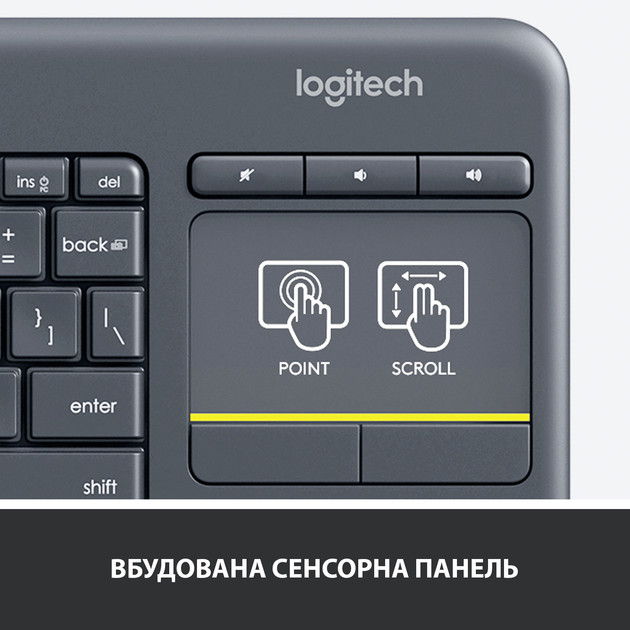 Клавиатура беспроводная Logitech K400 Plus черный (435841) - изображение 5