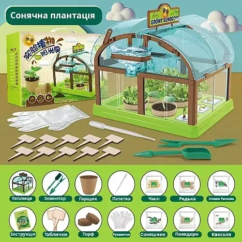 Набор для опытов домашняя теплица Home made plant Игровой набор теплица для выращивания растений с семенами - Фото 9 Набор для опытов домашняя теплица Home made plant Игровой набор теплица для выращивания растений с семенами - изображение 9