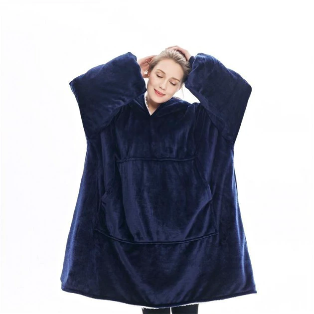 Плед-толстовка с капюшоном Huggle Hoodie двухсторонняя Blue - изображение 3