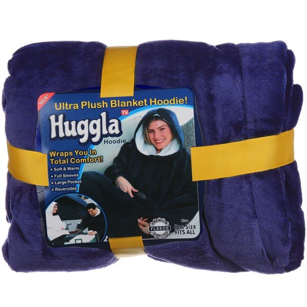 Плед-толстовка с капюшоном Huggle Hoodie двухсторонняя Blue - изображение 7