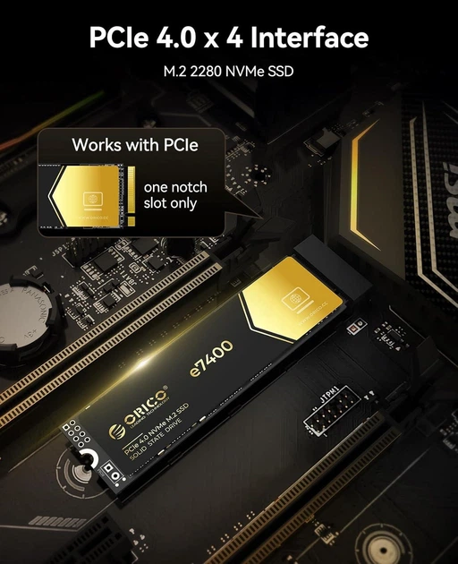 Высокоскоростной SSD ORICO 1 ТБ PCIe 4.0x4 Gaming NVMe M.2 2280