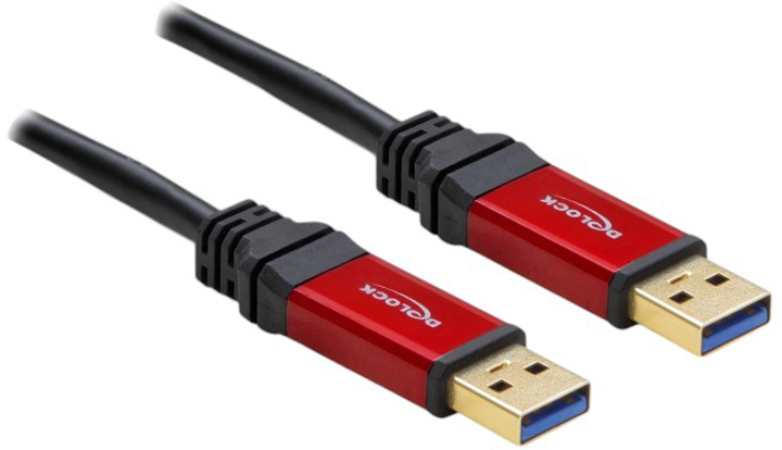 Кабель Delock USB 3.2 Gen 1 Cable Type-A male to Type-A male 3 m Black/Red (4043619827466) - зображення 1