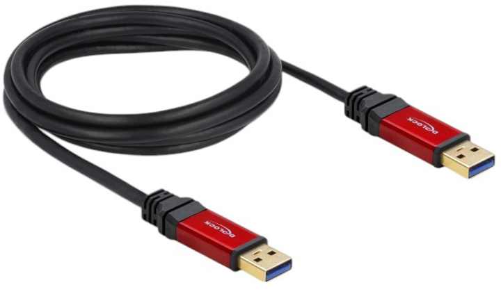 Кабель Delock USB 3.2 Gen 1 Cable Type-A male to Type-A male 3 m Black/Red (4043619827466) - зображення 2