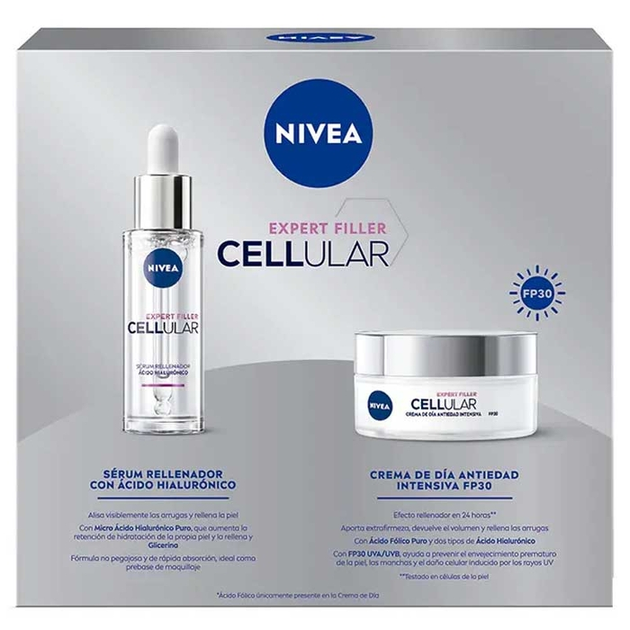 Набір для догляду за обличчям Nivea Cellular Expert Filler Денний крем з SPF захистом 50 мл + Сироватка 30 мл (8412300050654) - зображення 2