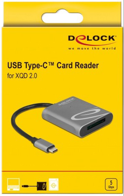 Czytnik kart Delock USB Type-C to XQD 2.0 memory cards Grey (4043619917419) - obraz 3