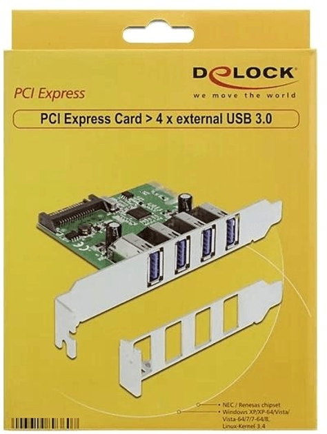Karta rozszerzeń Delock PCI Express to 4 x USB 3.0 (4043619893607) - obraz 3