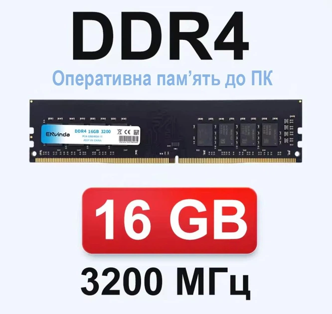 Оперативная память DDR4-3200 16Gb PC4-25600 Envinda для Intel CPU