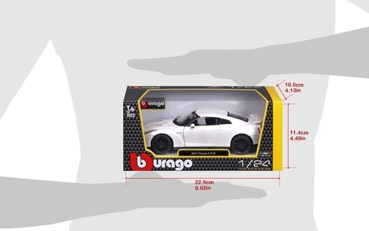 Model metalowy Bburago Nissan GT-R 1:24 biały (4893993010585) - obraz 10