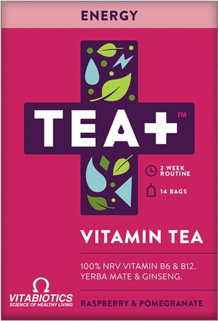 Дієтична добавка Vitabiotics Tea+ Energy вітамінний чай 14 пакетиків (5060463210175) - зображення 1